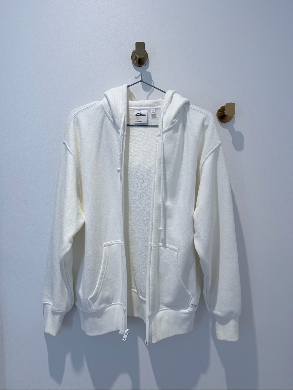 Aritzia TNA White Full-Zip Hoodie Jacket